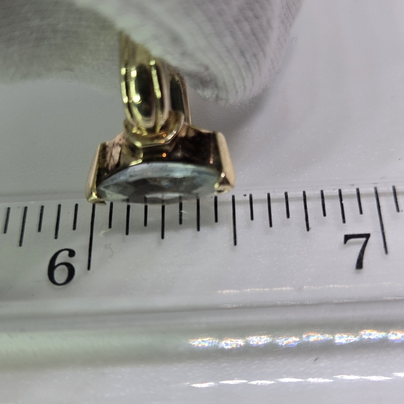 Aquamarine Marquise 10K Yellow Gold Elegant Women's Ring Sz 5.75 Beautiful - Picture 10 of 11